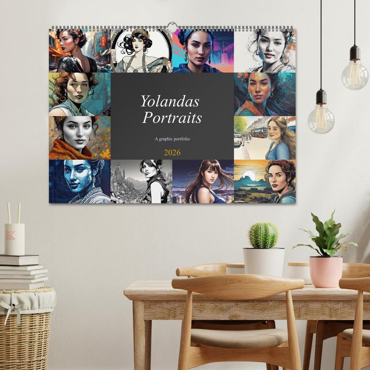 Produktbild: Yolanda's portraits, a graphic portfolio (Wall Calendar 2026 DIN A2 landscape), CALVENDO 12 Month Wall Calendar