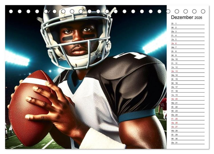 Produktbild: American Football - Durch KI-Technologie zum Leben erweckte Momente (Tischkalender 2026 DIN A5 quer), CALVENDO Monatskalender