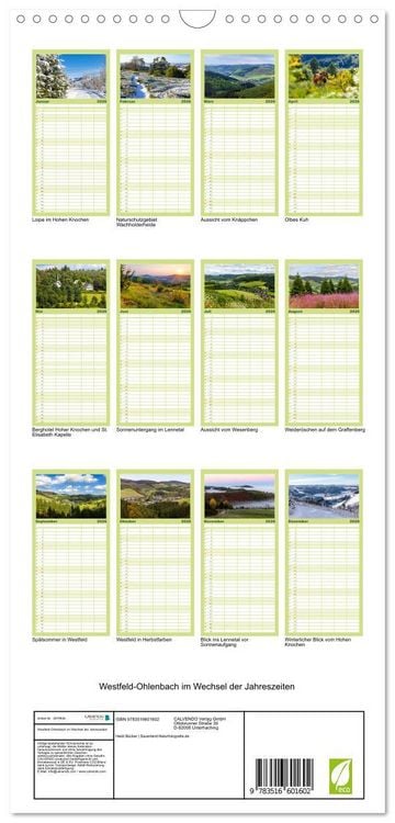 Produktbild: Familienplaner 2026 - Westfeld-Ohlenbach im Wechsel der Jahreszeiten mit 5 Spalten (Wandkalender, 21 x 45 cm) CALVENDO
