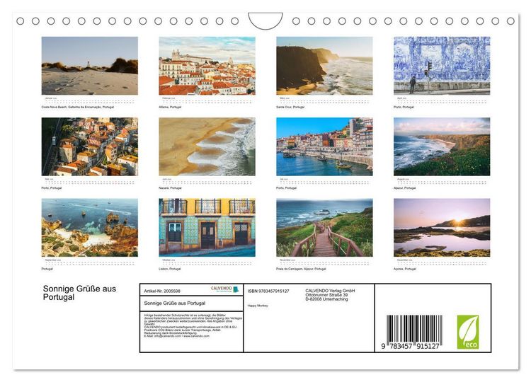 Produktbild: Sonnige Gr&uuml;&szlig;e aus Portugal (Wandkalender 2026 DIN A4 quer), CALVENDO Monatskalender