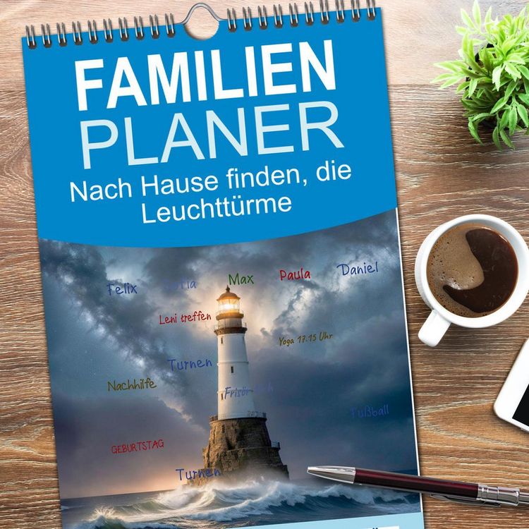 Produktbild: Familienplaner 2026 - Nach Hause finden, die Leuchtt&uuml;rme mit 5 Spalten (Wandkalender, 21 x 45 cm) CALVENDO