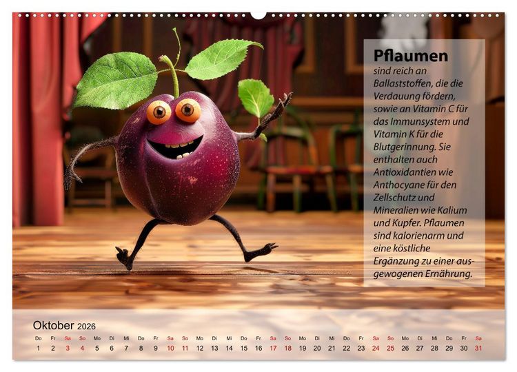 Produktbild: Tanzende Fr&uuml;chtchen (hochwertiger Premium Wandkalender 2026 DIN A2 quer), Kunstdruck in Hochglanz