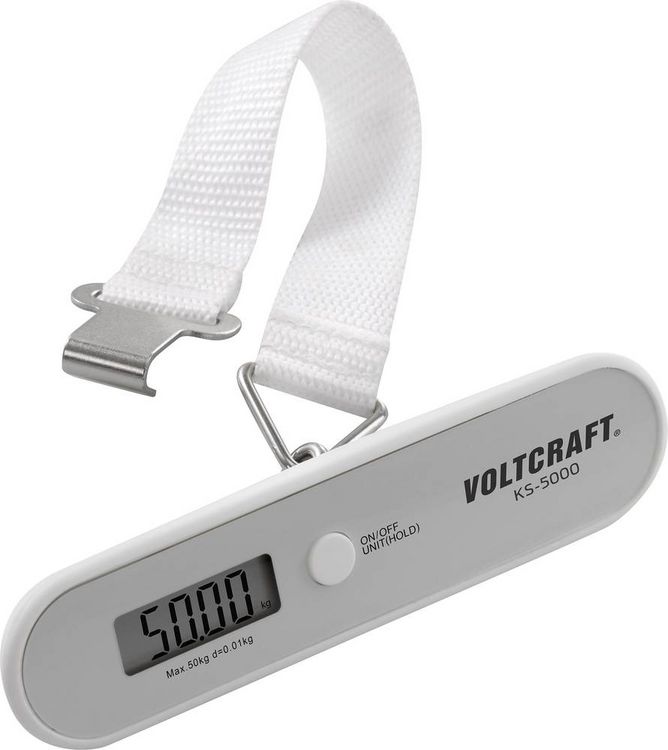 Produktbild: VOLTCRAFT KS-5000 Kofferwaage KS-5000 W&auml;gebereich (max.) 50 kg Ablesbarkeit 10 g batteriebetrieben Grau