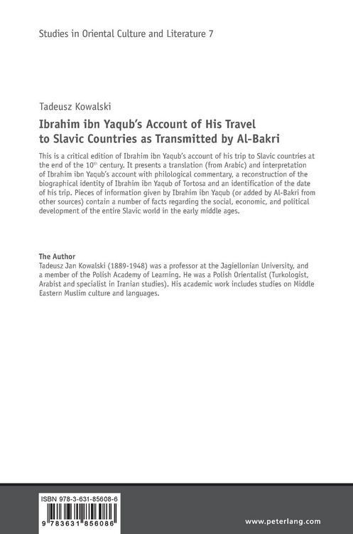 Produktbild: Ibrahim ibn Yaqub&rsquo;s Account of His Travel to Slavic Countries as Transmitted by Al-Bakri