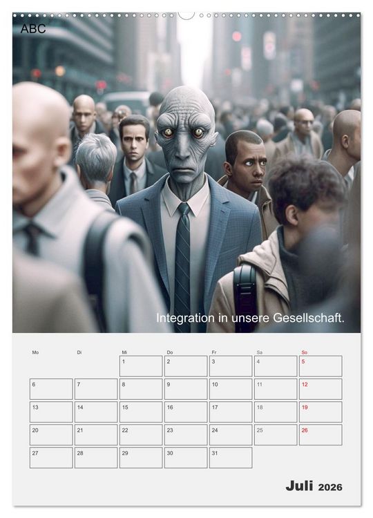 Produktbild: Aliens sind gelandet. Wie k&ouml;nnte diese Zukunftsvision f&uuml;r uns Menschen aussehen? (Wandkalender 2026 DIN A2 hoch), CALVENDO Monatskalender