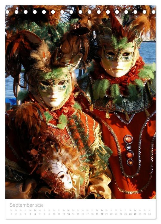 Produktbild: Masken der Sehnsucht - Karneval in Venedig (Tischkalender 2026 DIN A5 hoch), CALVENDO Monatskalender
