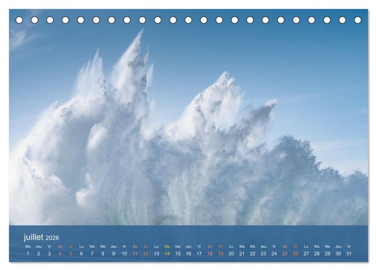 Produktbild: Temp&ecirc;tes c&ocirc;ti&egrave;res - La puissance brute des vagues (Calendrier de bureau 2026 DIN A5 vertical), CALVENDO calendrier mensuel