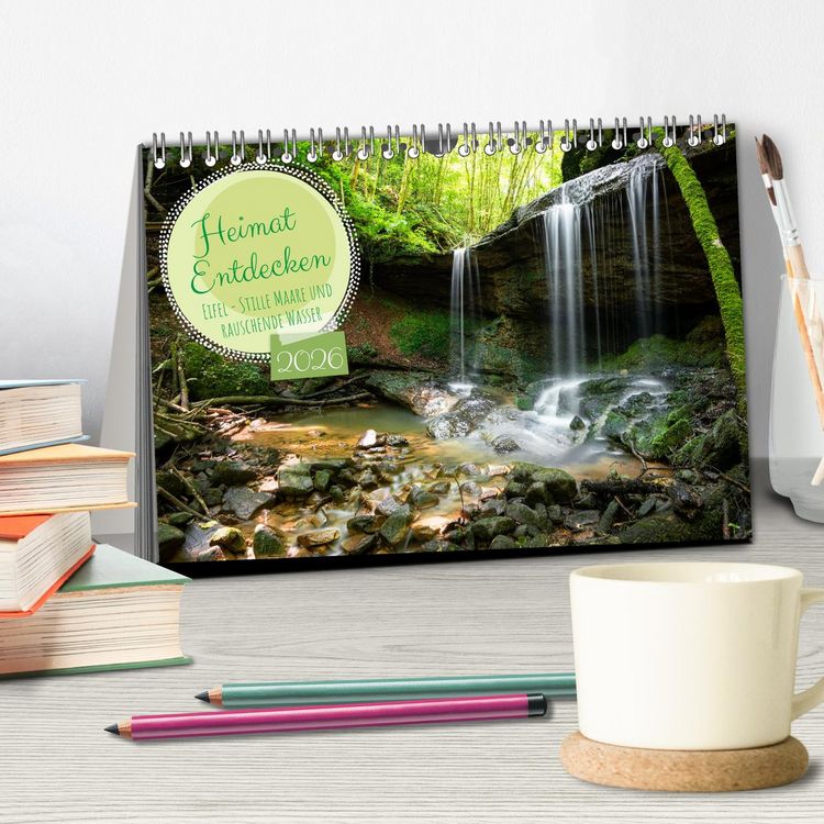 Produktbild: Heimat Entdecken: Eifel - Stille Maare und rauschende Wasser (Tischkalender 2026 DIN A5 quer), CALVENDO Monatskalender
