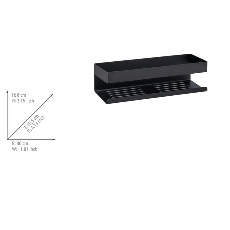 Produktbild: Turbo-Loc&reg; Wandablage Mod. Genova Black, Befestigen ohne Bohren mit Spezial-Klebepad