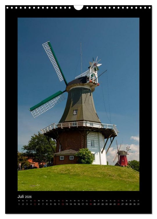 Produktbild: Windm&uuml;hlen in Deutschland (Wandkalender 2026 DIN A3 hoch), CALVENDO Monatskalender