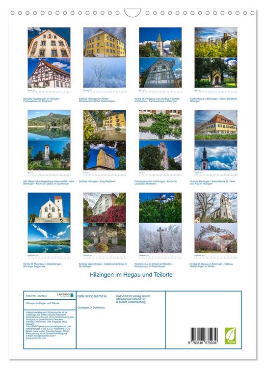 Produktbild: Hilzingen im Hegau und Teilorte (Wandkalender 2027 DIN A3 hoch), CALVENDO Monatskalender
