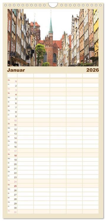 Produktbild: Familienplaner 2026 - Danzig - Eine Perle Polens mit 5 Spalten (Wandkalender, 21 x 45 cm) CALVENDO