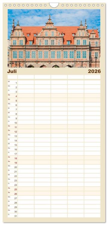 Produktbild: Familienplaner 2026 - Danzig - Polnische Hansestadt mit 5 Spalten (Wandkalender, 21 x 45 cm) CALVENDO