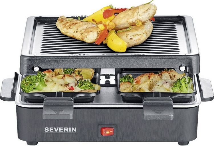 Produktbild: Severin 2370 Raclette Antihaftbeschichtung, 4 Pf&auml;nnchen, Grillfunktion Schwarz