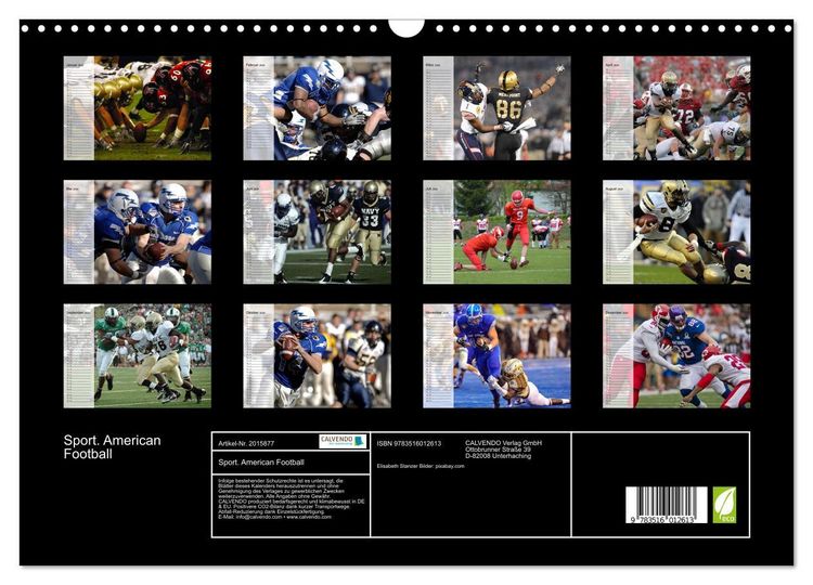 Produktbild: Sport. American Football (Wandkalender 2026 DIN A3 quer), CALVENDO Monatskalender