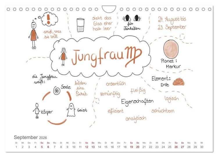 Produktbild: Sternzeichen-Kalender (Wandkalender 2026 DIN A4 quer), CALVENDO Monatskalender
