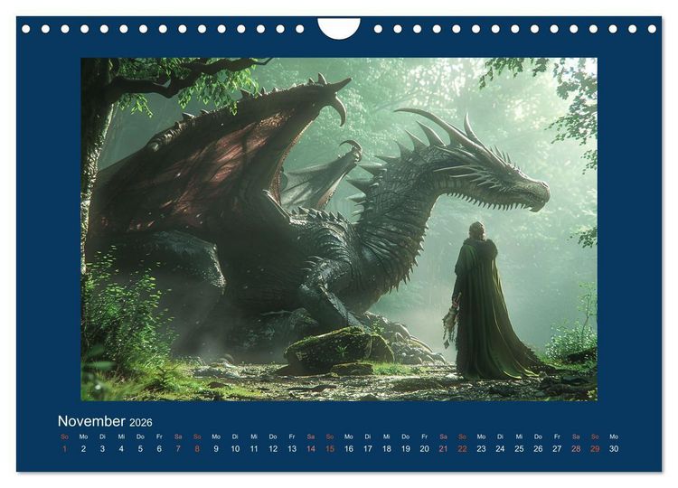 Produktbild: Drachenkrieger (Wandkalender 2026 DIN A4 quer), CALVENDO Monatskalender