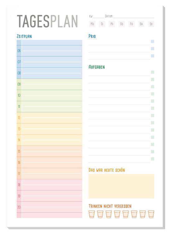 Produktbild: Paper&you Block A5 Tagesplaner [Rainbow]