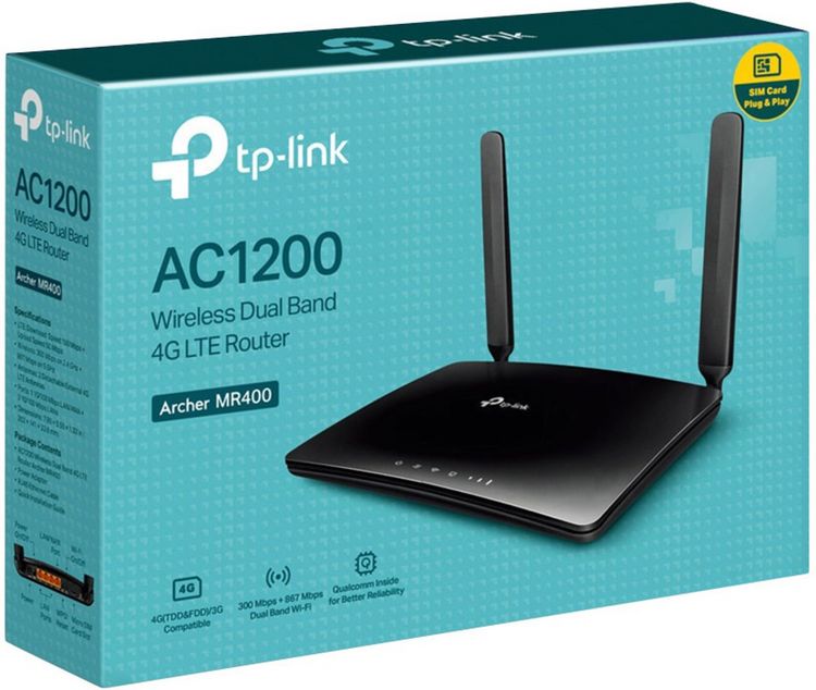 Produktbild: TP-LINK Archer MR400 WLAN Router Integriertes Modem: LTE 2.4 GHz, 5 GHz