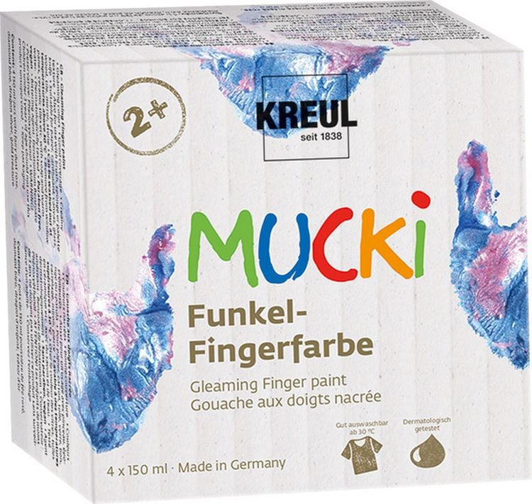 Produktbild: KREUL MUCKI Funkel-Fingerfarbe Set 4 x 150 ml