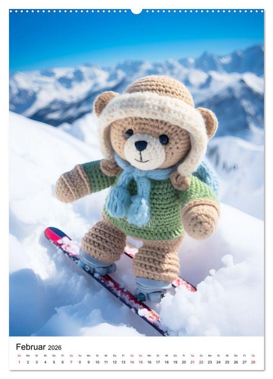 Produktbild: Teddy Abenteur - Ein Jahr mit geh&auml;kelten Freunden (Wandkalender 2026 DIN A2 hoch), CALVENDO Monatskalender