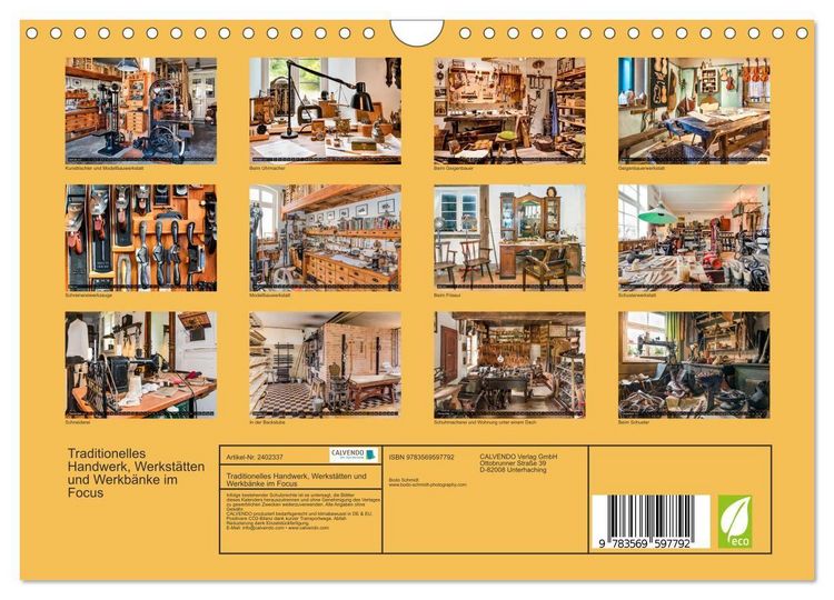 Produktbild: Traditionelles Handwerk, Werkst&auml;tten und Werkb&auml;nke im Focus (Wandkalender 2027 DIN A4 quer), CALVENDO Monatskalender