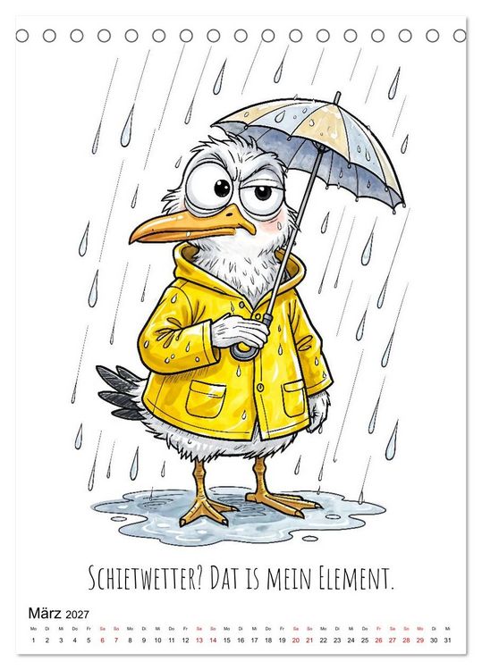 Produktbild: Freche K&uuml;sten‑M&ouml;wen - Lustiger maritimer Cartoon‑Kalender (Tischkalender 2027 DIN A5 hoch), CALVENDO Monatskalender