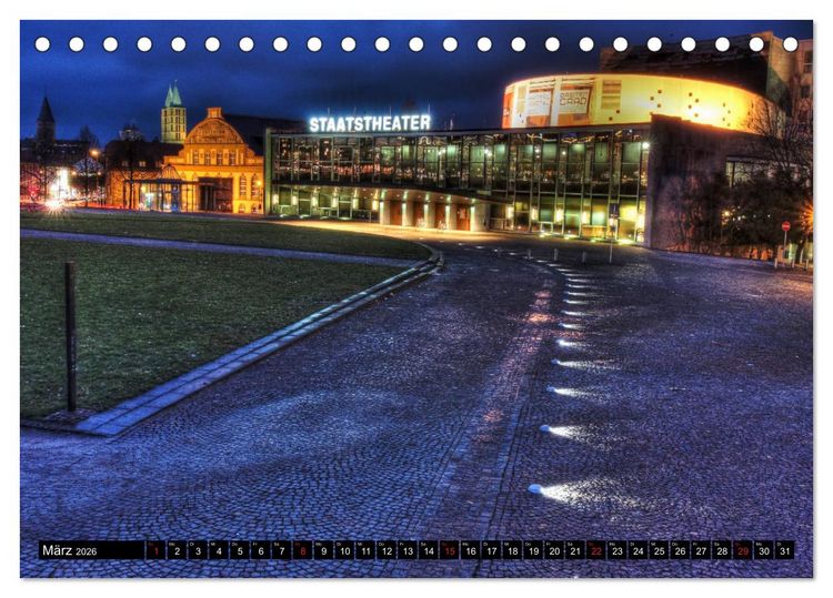 Produktbild: Kassel bei Nacht (Tischkalender 2026 DIN A5 quer), CALVENDO Monatskalender