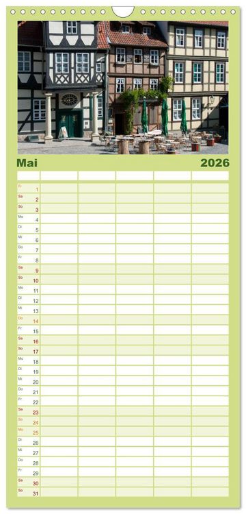 Produktbild: Familienplaner 2026 - Malerisches Quedlinburg mit 5 Spalten (Wandkalender, 21 x 45 cm) CALVENDO