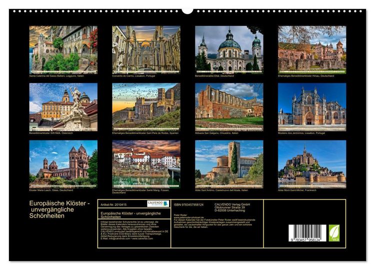 Produktbild: Europ&auml;ische Kl&ouml;ster - unverg&auml;ngliche Sch&ouml;nheiten (hochwertiger Premium Wandkalender 2026 DIN A2 quer), Kunstdruck in Hochglanz