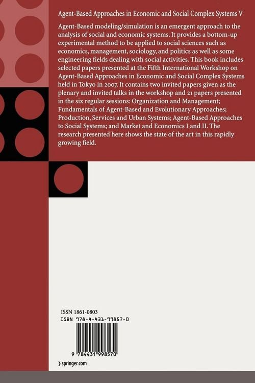 Produktbild: Agent-Based Approaches in Economic and Social Complex Systems V