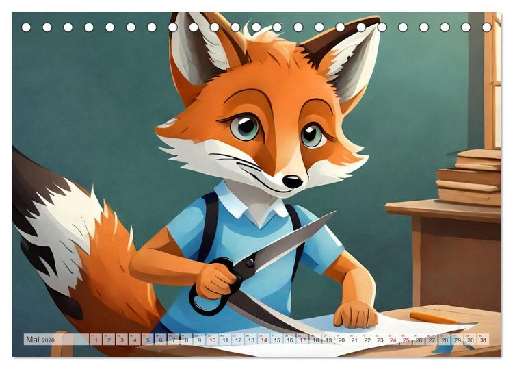 Produktbild: Schlaufuchs - Abenteuer Schule (Tischkalender 2026 DIN A5 quer), CALVENDO Monatskalender