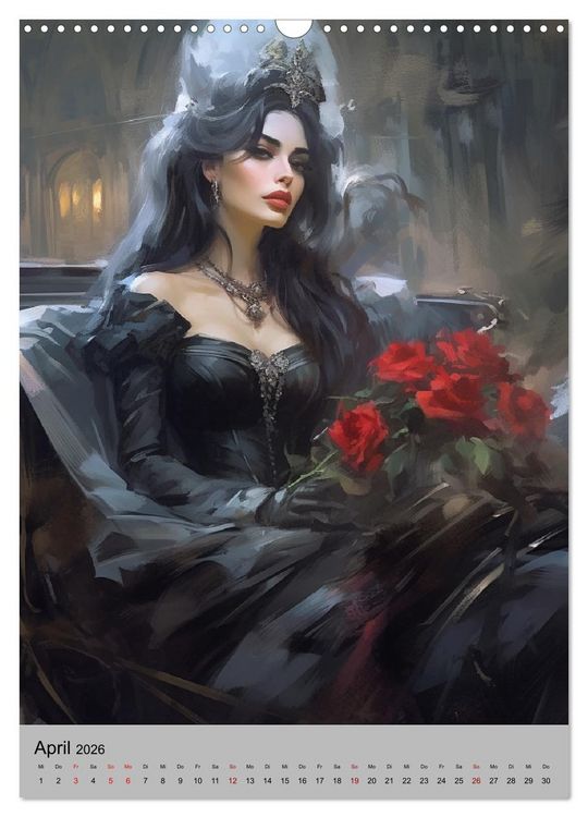 Produktbild: Gothic-Queens. Schaurig-sch&ouml;n im Renaissance-Stil (Wandkalender 2026 DIN A3 hoch), CALVENDO Monatskalender