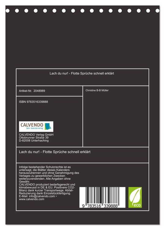 Produktbild: Lach du nur! - Flotte Spr&uuml;che schnell erkl&auml;rt (Tischkalender 2026 DIN A5 hoch), CALVENDO Monatskalender