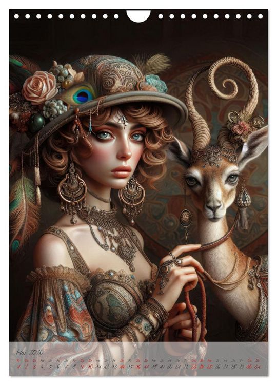 Produktbild: Eleganz der Exotik - Femme Fatale im Boh&egrave;me-Chic mit tierischen Begleitern (Wandkalender 2026 DIN A4 hoch), CALVENDO Monatskalender