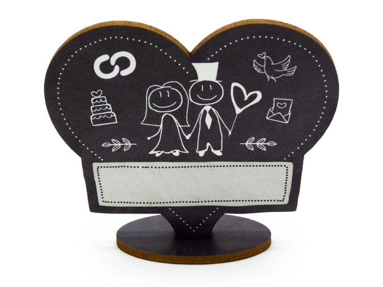 Produktbild: familiawedding 10 Tischkarten zur Hochzeit black doodle Herz-Design