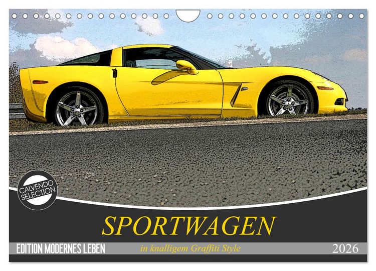 Produktbild: Sportwagen in knalligem Graffiti Style (Wandkalender 2026 DIN A4 quer), CALVENDO Monatskalender