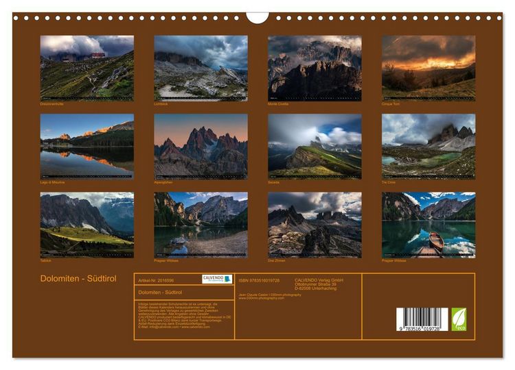 Produktbild: Dolomiten - S&uuml;dtirol (Wandkalender 2026 DIN A3 quer), CALVENDO Monatskalender