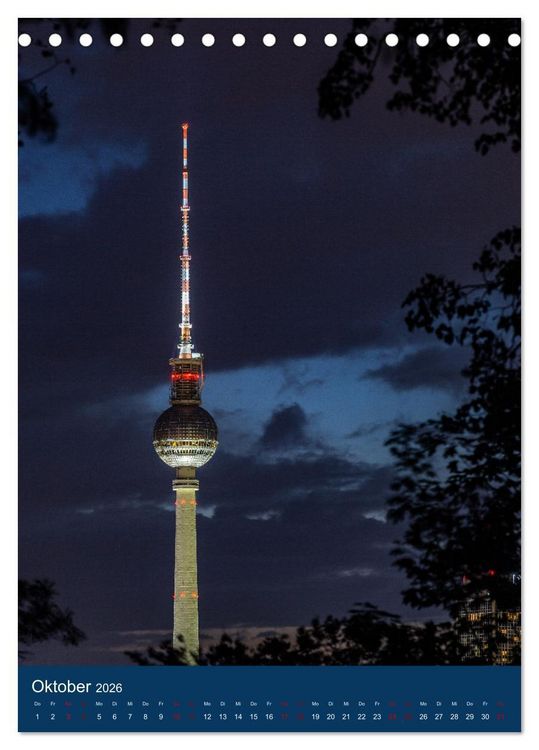 Produktbild: Berliner Fernsehturm - Magische Momente (Tischkalender 2026 DIN A5 hoch), CALVENDO Monatskalender