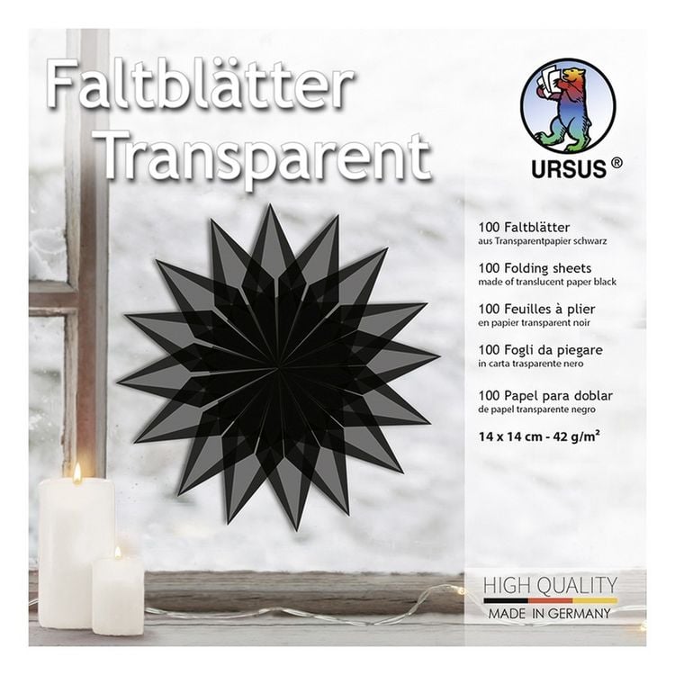 Produktbild: URSUS Faltbl&auml;tter Faltbl&auml;tter Transparentpapier, 14 x 14 cm, schwarz, 100 Blatt