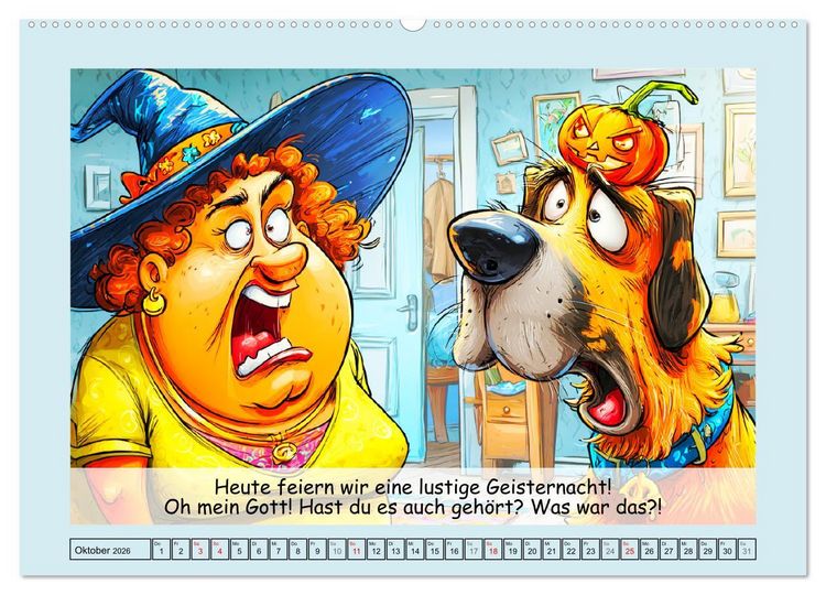 Produktbild: Frauchen und Hund. Witzige Cartoons vom t&auml;glichen Chaos (Wandkalender 2026 DIN A2 quer), CALVENDO Monatskalender