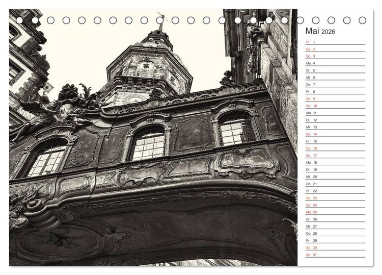 Produktbild: Dresden Schwarz-Wei&szlig; (Tischkalender 2026 DIN A5 quer), CALVENDO Monatskalender