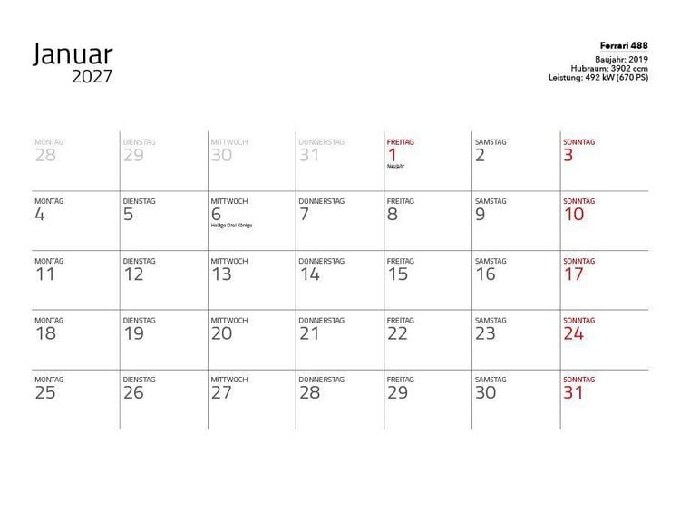 Produktbild: Supersportwagen 2027 &ndash; Eintragkalender