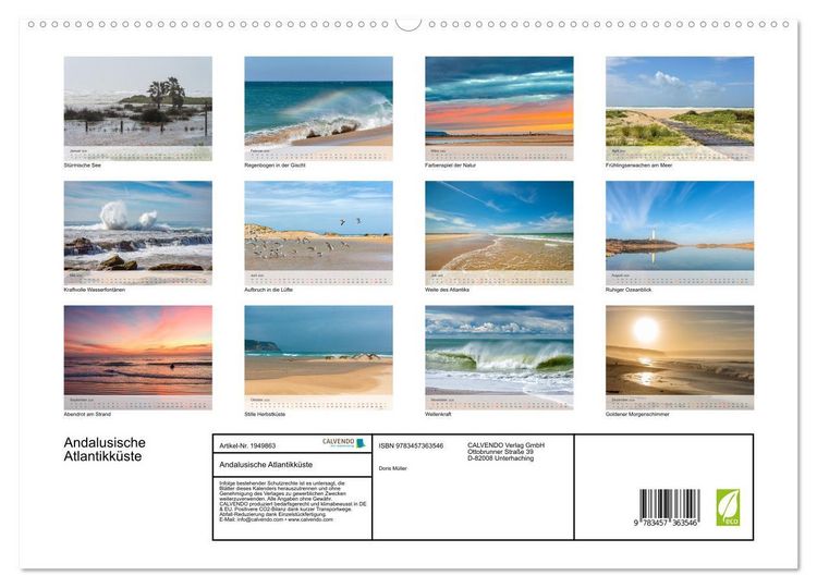 Produktbild: Andalusische Atlantikk&uuml;ste (hochwertiger Premium Wandkalender 2026 DIN A2 quer), Kunstdruck in Hochglanz