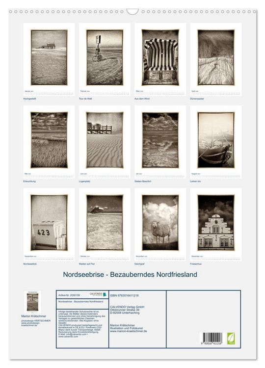 Produktbild: Nordseebrise - Bezauberndes Nordfriesland (Wandkalender 2026 DIN A2 hoch), CALVENDO Monatskalender