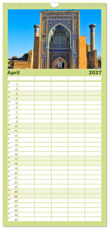 Produktbild: Familienplaner 2027 - Usbekistan, Perlen der Seidenstra&szlig;e mit 5 Spalten (Wandkalender, 21 x 45 cm) CALVENDO