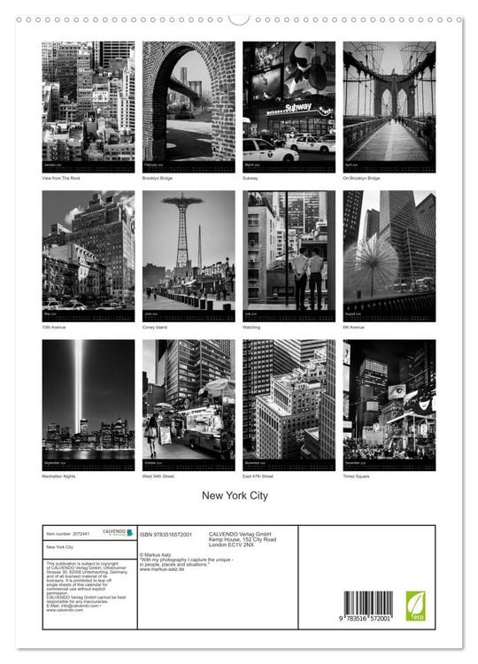 Produktbild: New York City (High Quality Premium Wall Calendar 2026 DIN A2 portrait),CALVENDO 12 Month Wall Calendar