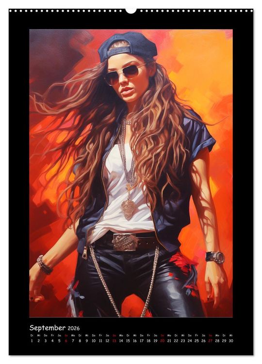 Produktbild: Heavy Metal-Queens. Wilde Rock- und Metal-Girl Paintings (hochwertiger Premium Wandkalender 2026 DIN A2 hoch), Kunstdruck in Hochglanz