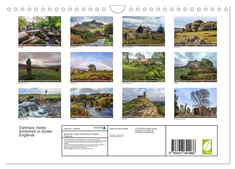 Produktbild: Dartmoor, herbe Sch&ouml;nheit im S&uuml;den Englands (Wandkalender 2026 DIN A4 quer), CALVENDO Monatskalender