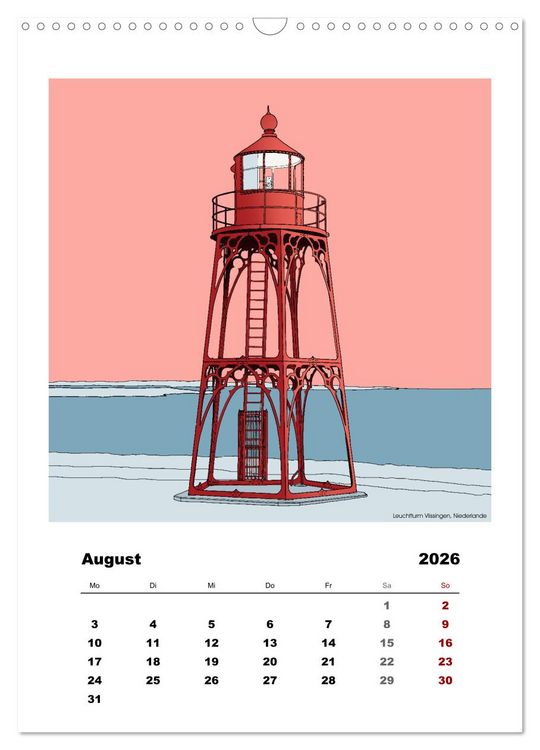 Produktbild: Leuchtt&uuml;rme der Welt - illustriert (Wandkalender 2026 DIN A3 hoch), CALVENDO Monatskalender